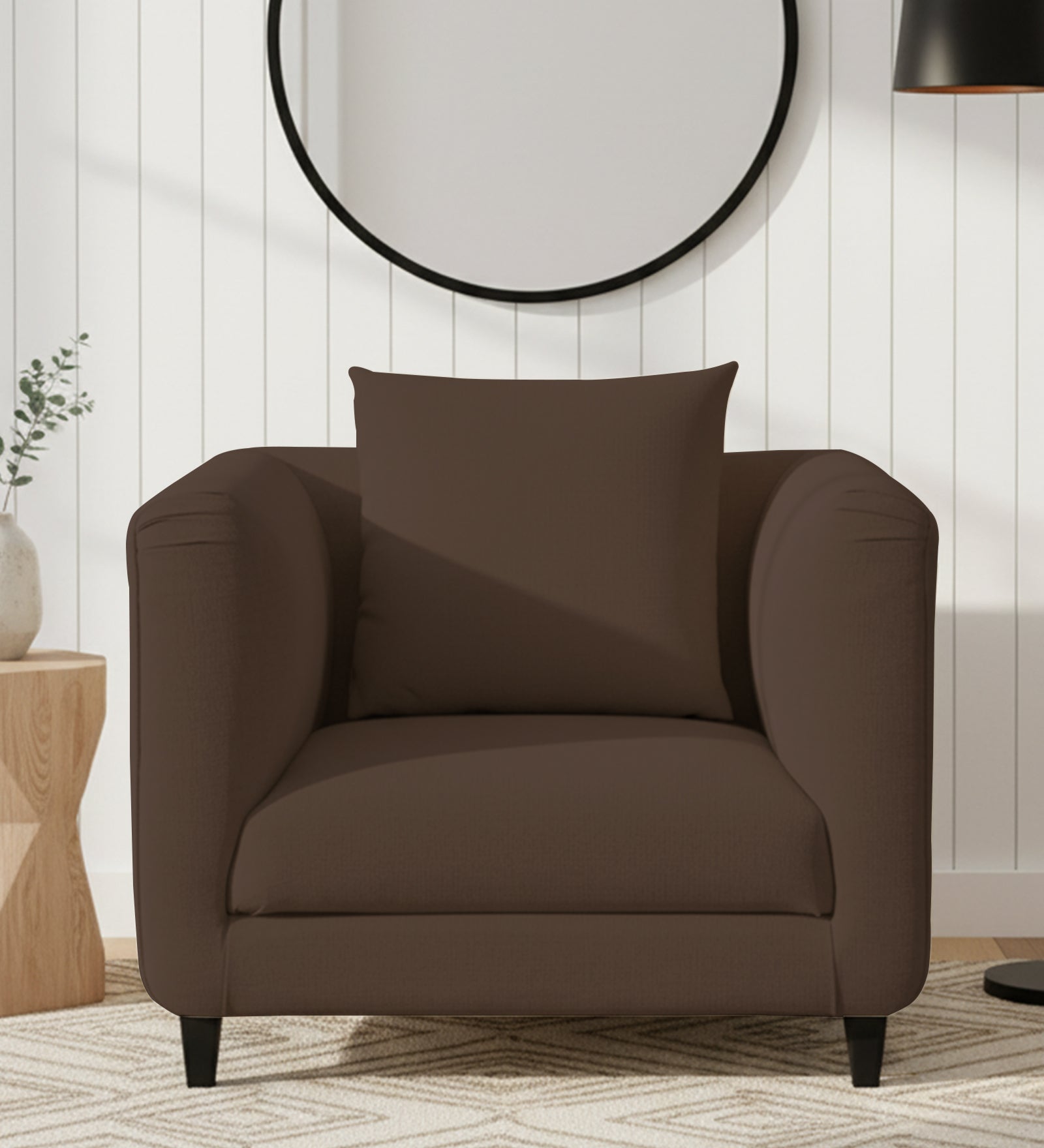 Niki 1 Seater Fabric Sofa - Coffee Brown by Febonic Living