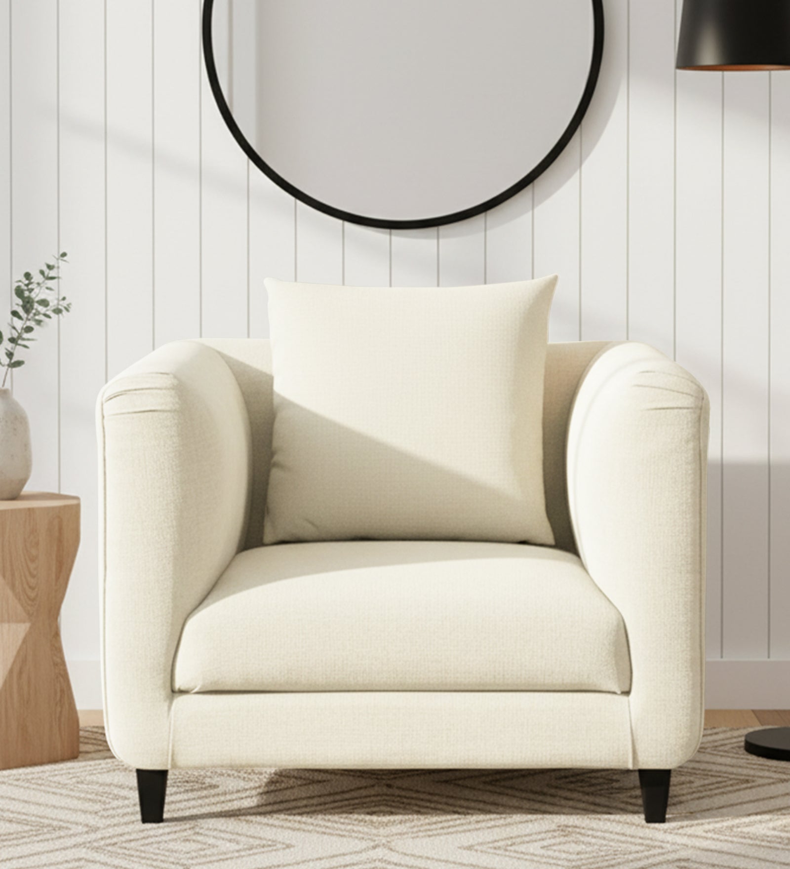 Niki 1 Seater Fabric Sofa - Ivory Cream by Febonic Living