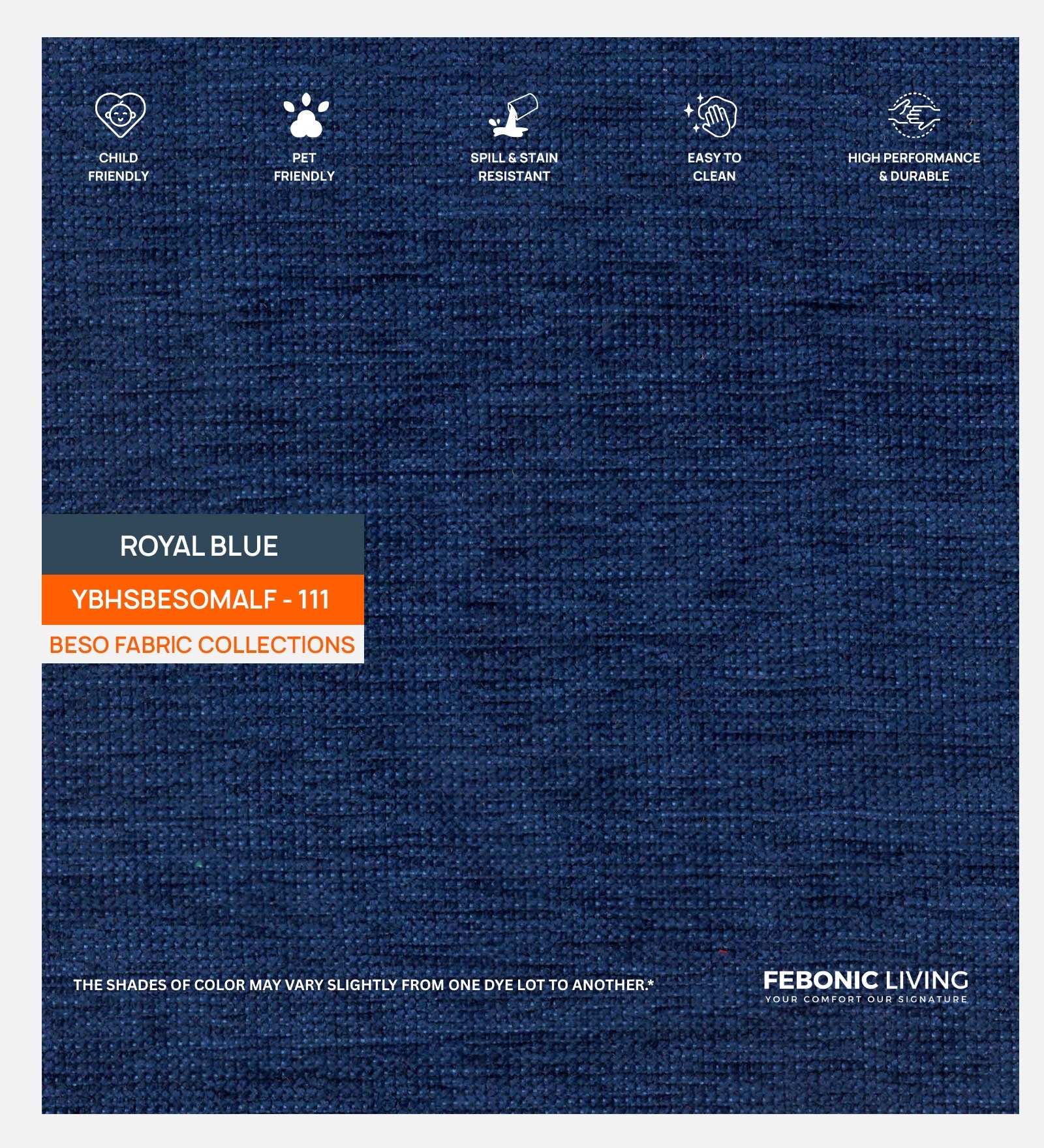 Niki Fabric 1 Seater Sofa In Royal Blue Colour - Febonic Living