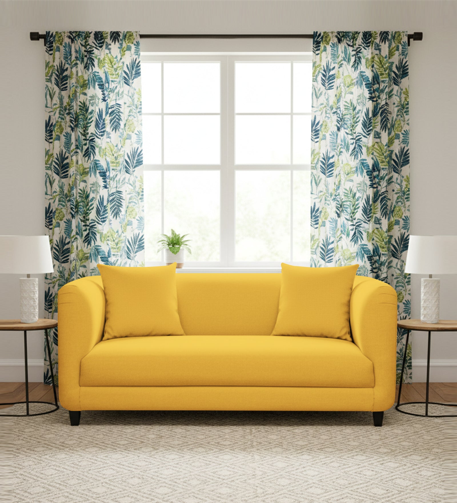 Niki 2 Seater Fabric Sofa - Bold Yellow by Febonic Living