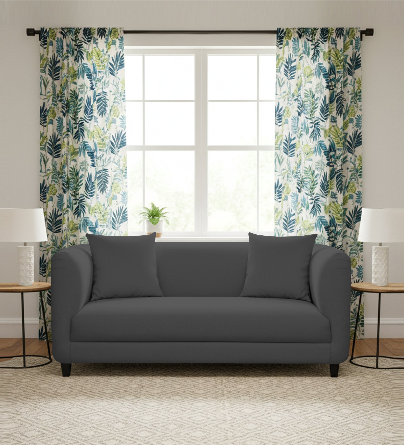 Niki 2 Seater Fabric Sofa - Charcoal Grey by Febonic Living