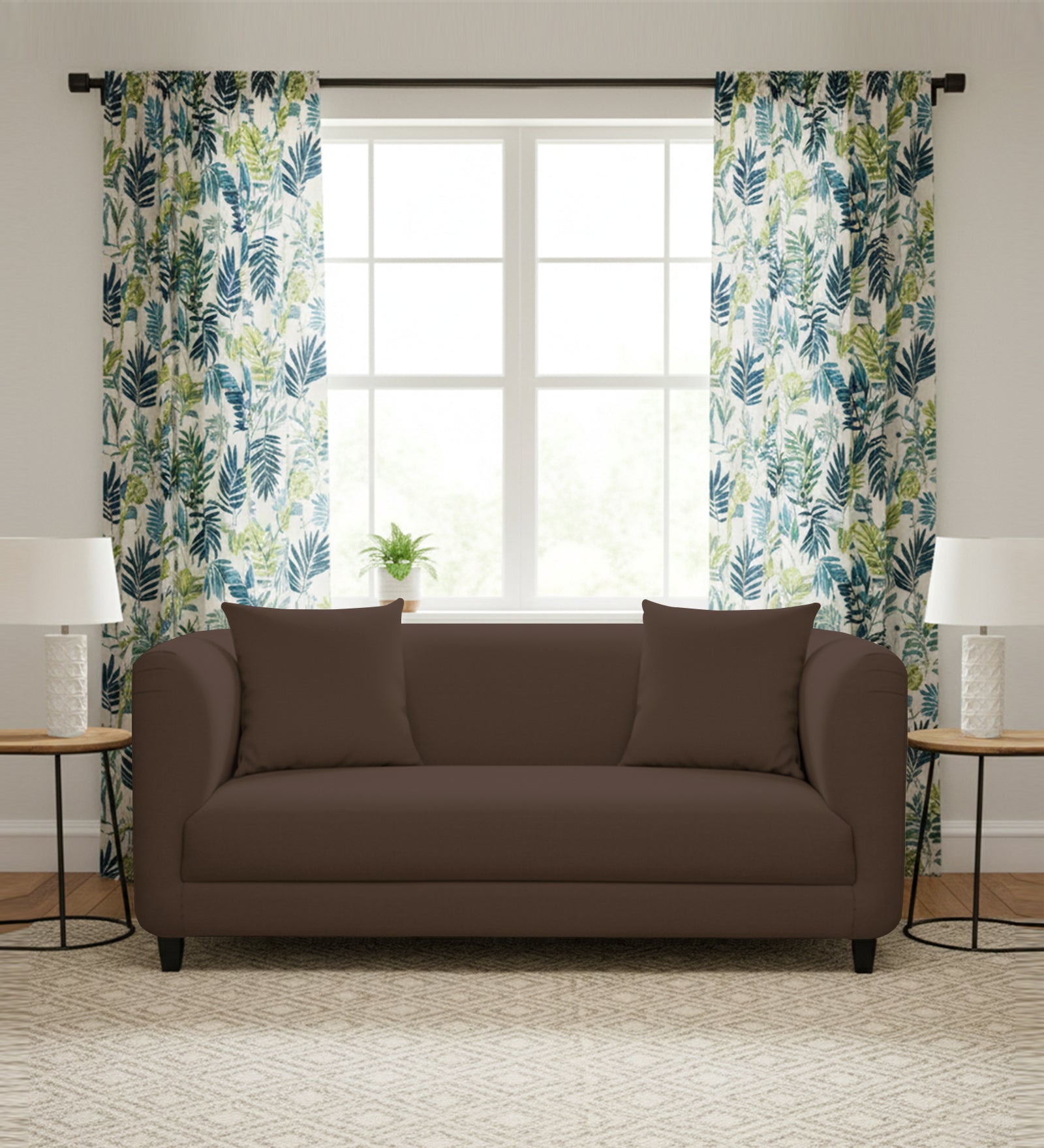 Niki 2 Seater Fabric Sofa - Coffee Brown by Febonic Living