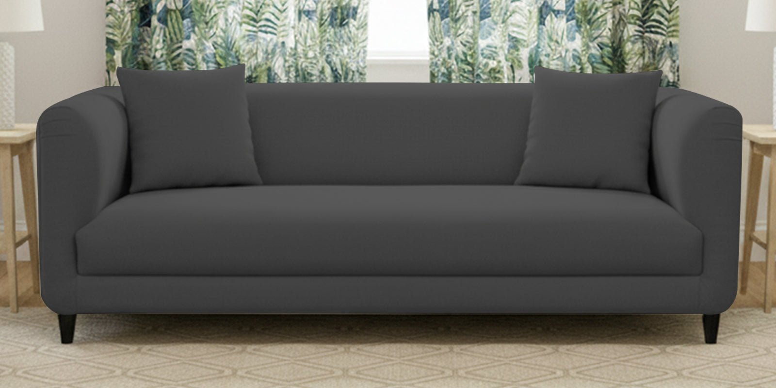 Niki Fabric 3 Seater Sofa In Charcoal Grey Colour - Febonic Living