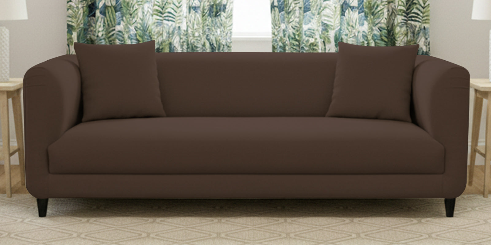 Niki Fabric 3 Seater Sofa In Coffee Brown Colour - Febonic Living