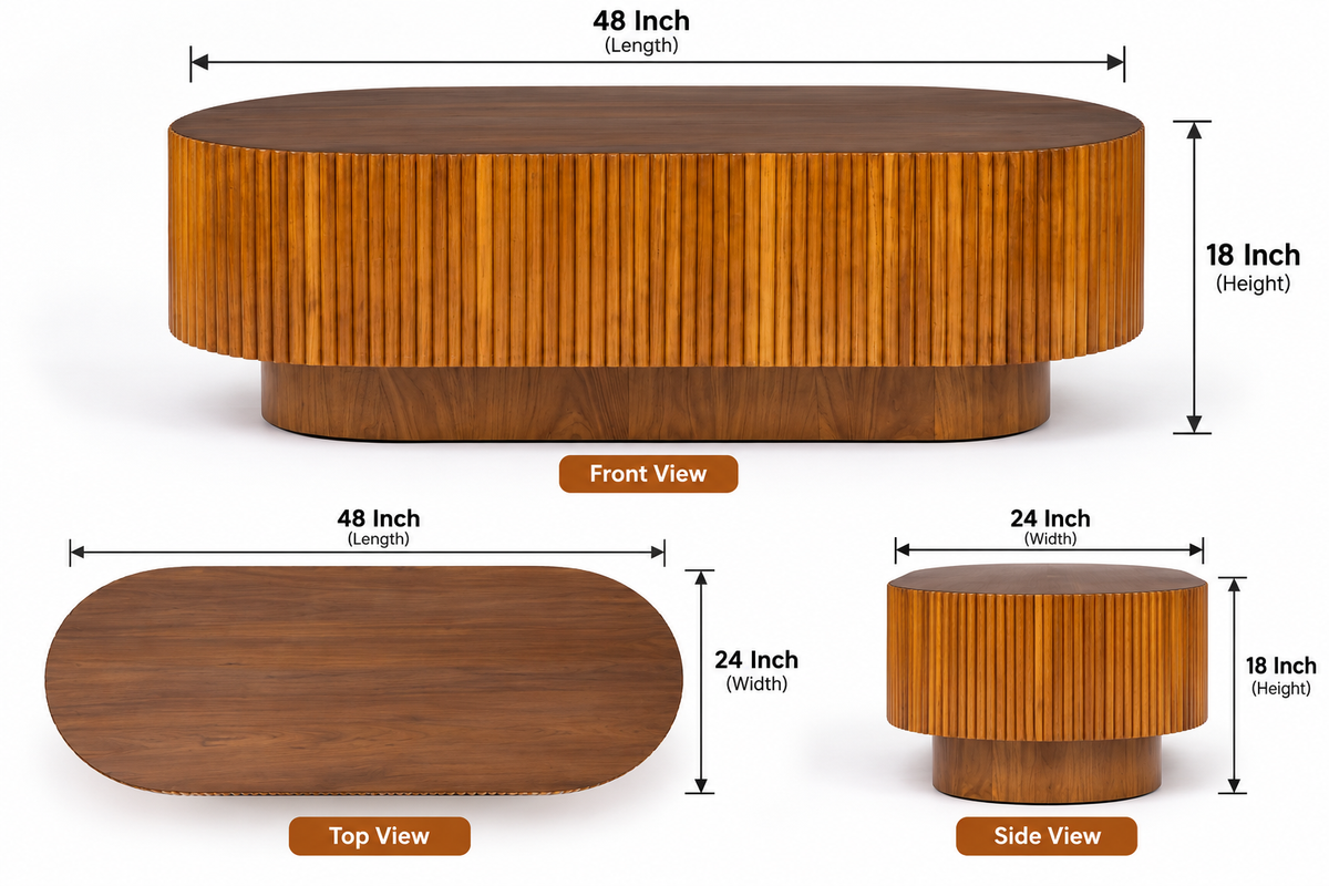 Nisa Sheesham Wood Coffee Table In Teak Finish