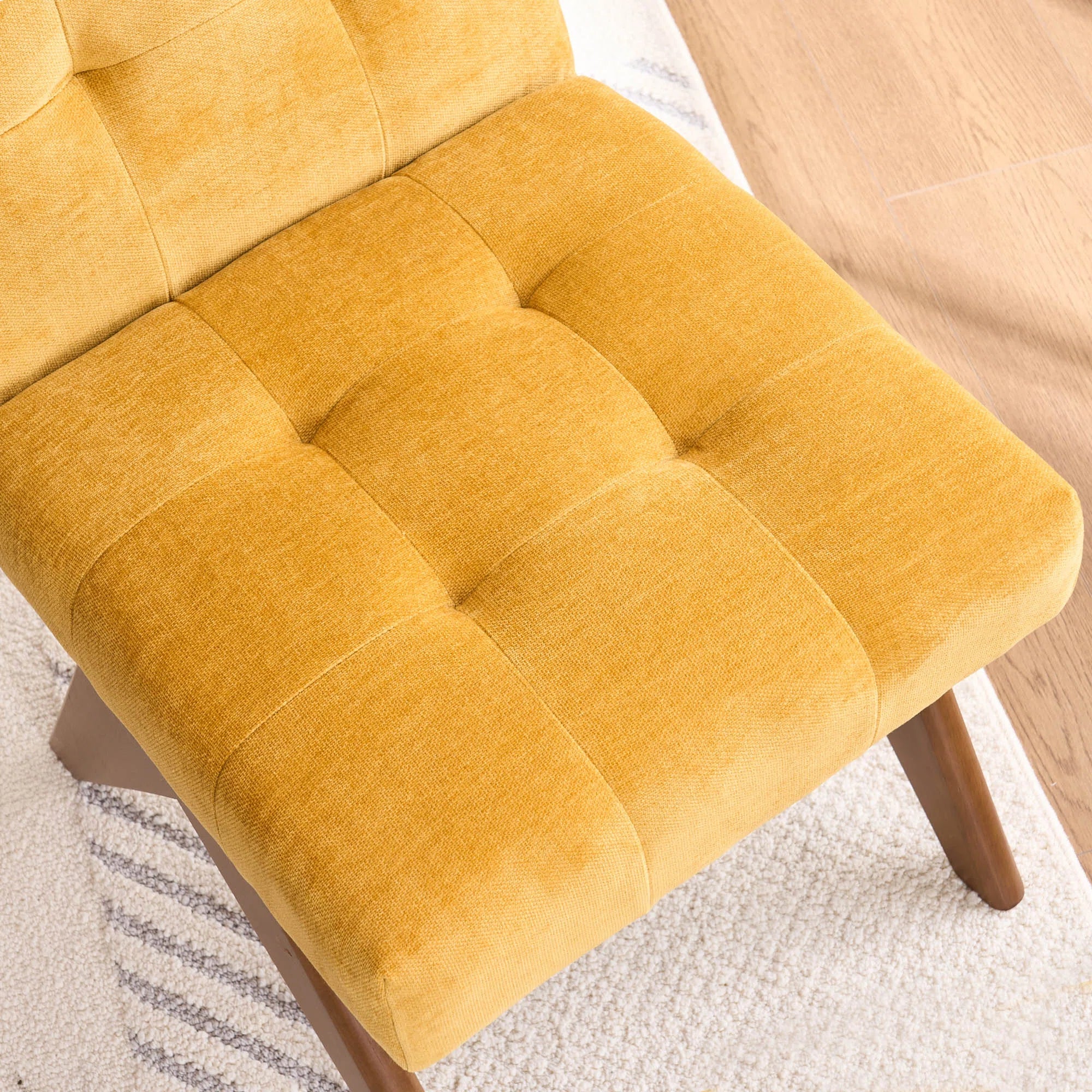 Nolen Fabric Dining Chair In Yellow Colour (Set of 4)