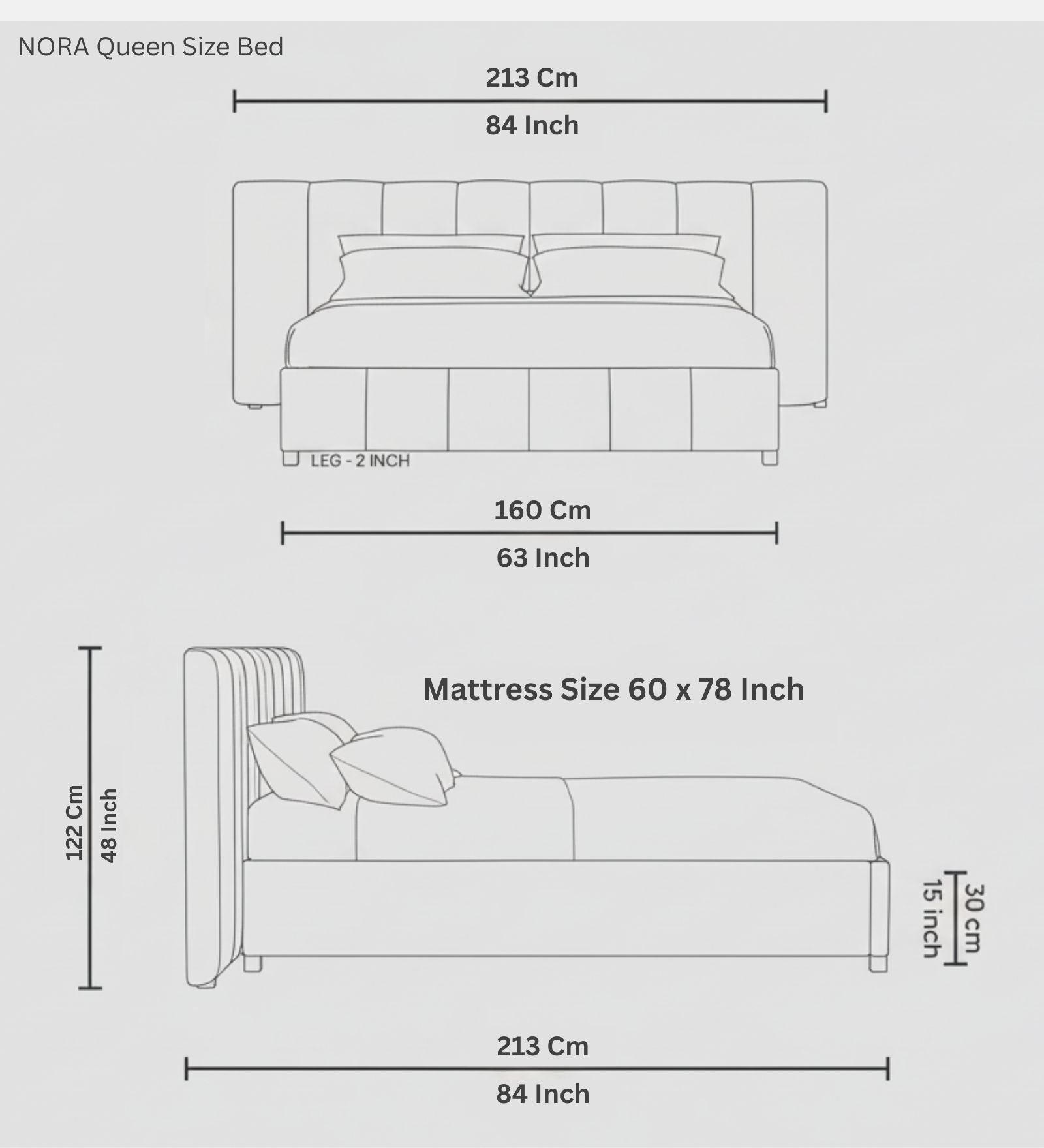 Nora Upholstered Fabric Queen Size Bed - Cosmic Beige (Box Storage)