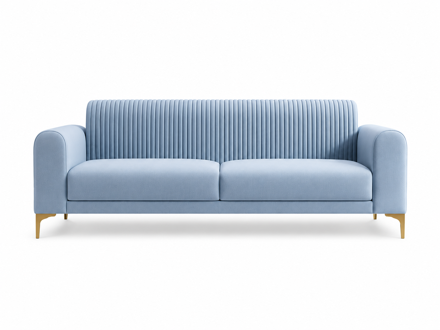 Nordic Curve 3 Seater Fabric Sofa - Luxe Ocean Blue - Front View by Febonic Living