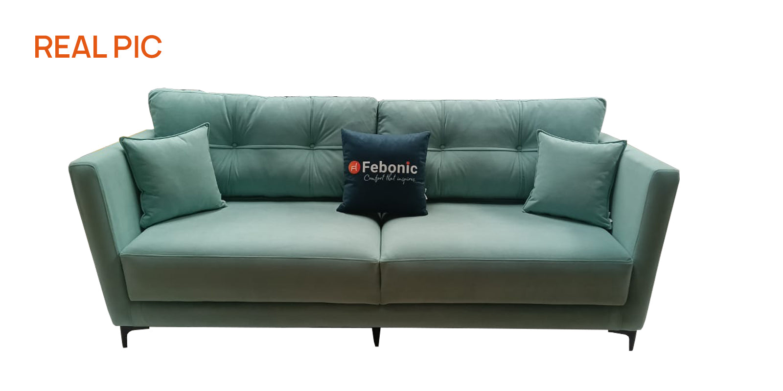 Norway Velvet 3 Seater Sofa In Concrete Grey Colour - Febonic Living