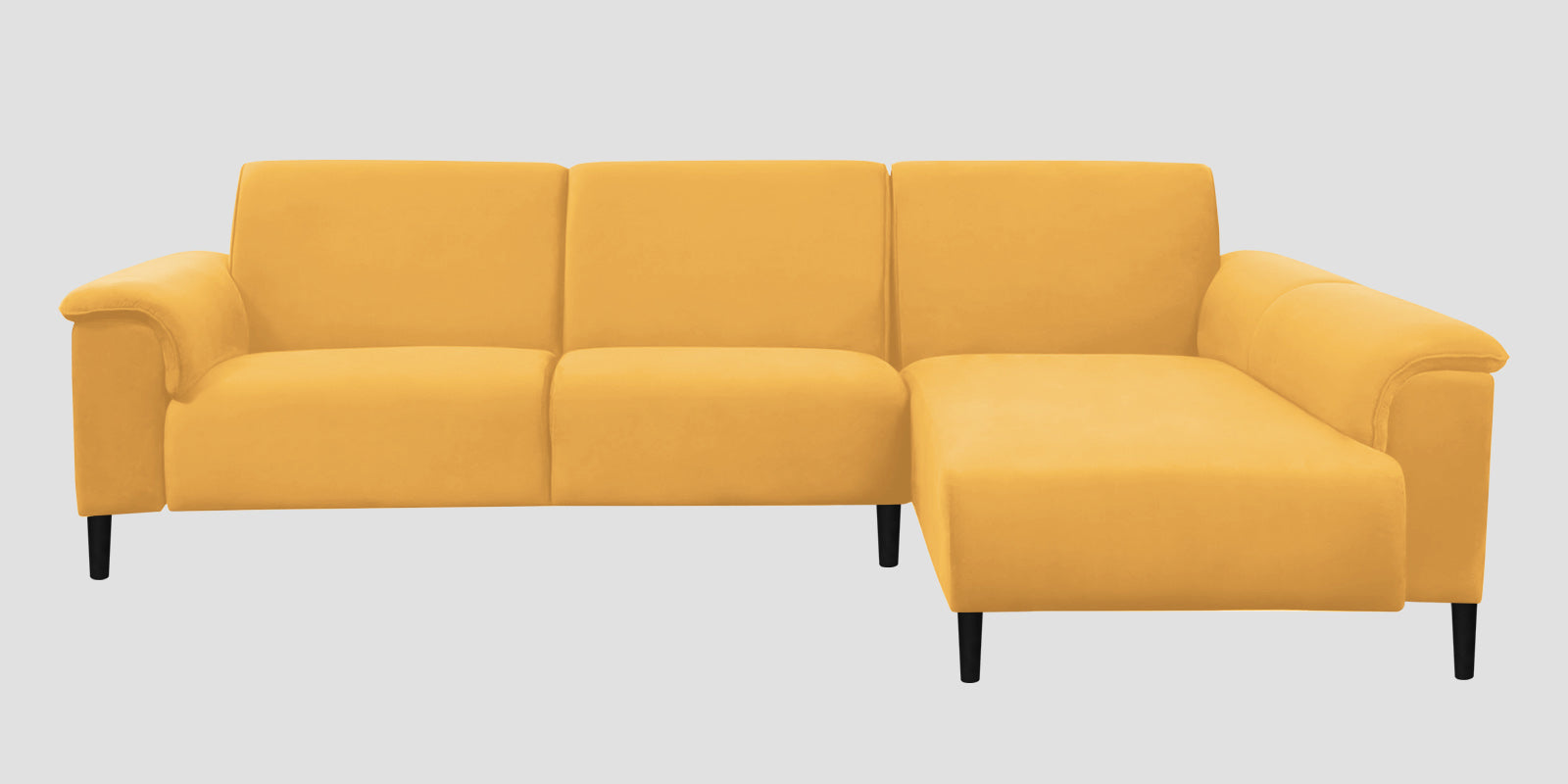 Ocean Velvet LHS Sectional Sofa (2+ Lounger) In Turmeric Yellow Colour - Febonic Living