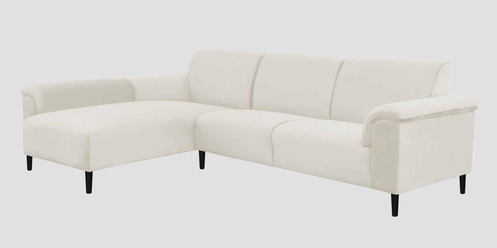 Ocean Velvet LHS Sectional Sofa (2+ Lounger) In Warm White Colour - Febonic Living