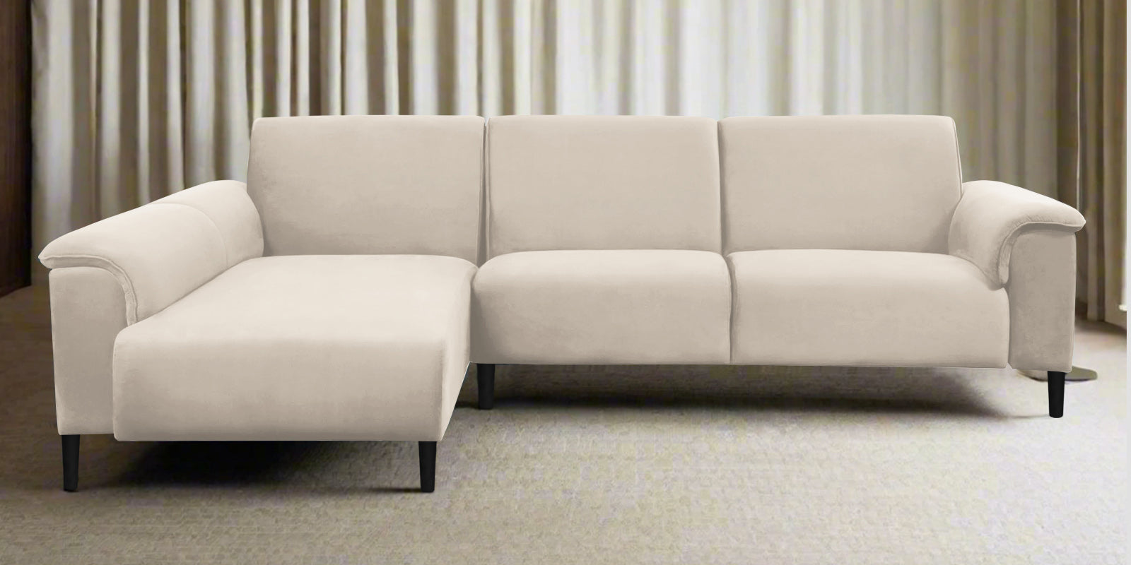 Ocean Velvet RHS Sectional Sofa (2+ Lounger) In Camel Beige Colour - Febonic Living