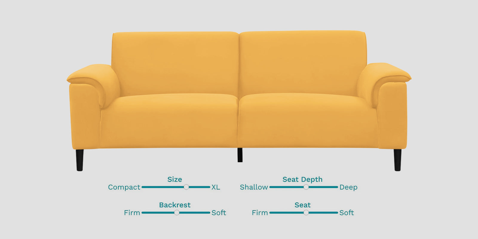 Ocean Velvet 3 Seater Sofa In Turmeric Yellow Colour - Febonic Living