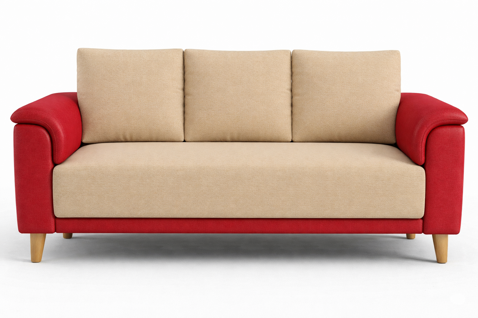 Ocla 3 Seater Fabric Sofa - Red Beige