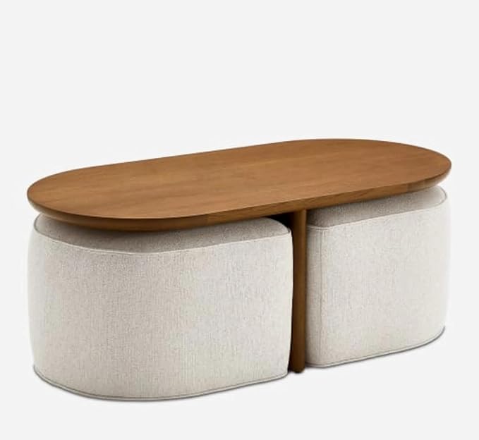 Omora Fabric Coffee Table - Bone Beige - Zoom