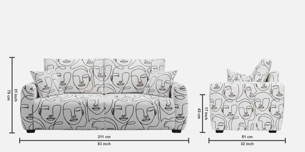 Orion Modern Muse 3 Seater Sofa In White Colour