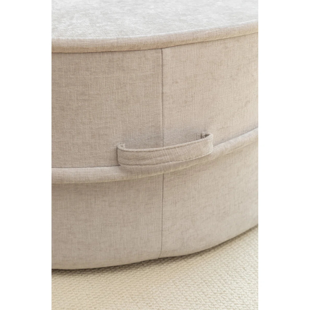Aether Fabric Round Barrel Chair With Ottoman In Lit Grey Colour