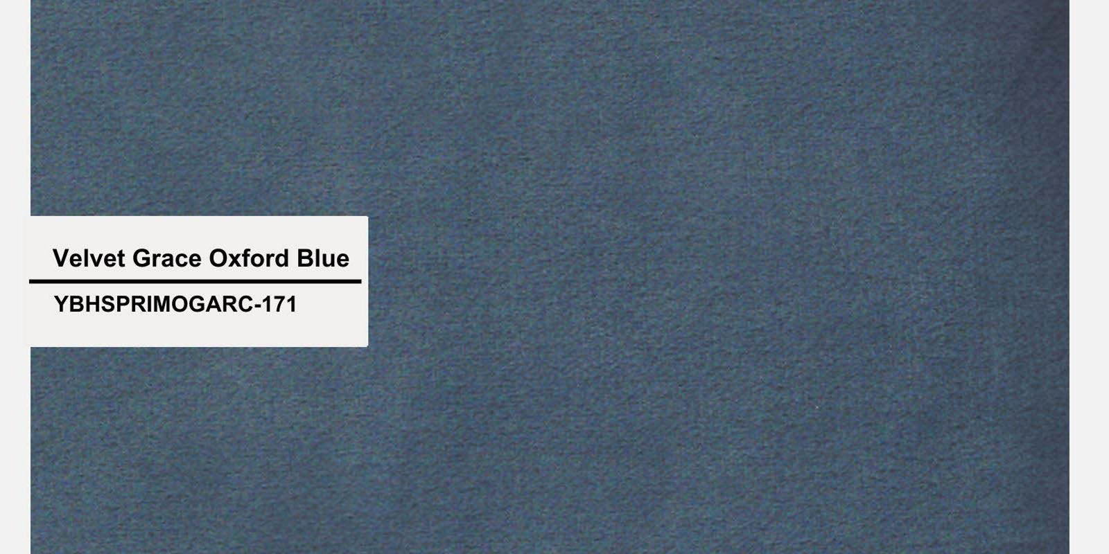 Bufa Velvet LHS Sectional Sofa In Oxford Blue Colour With Ottoman - Febonic Living