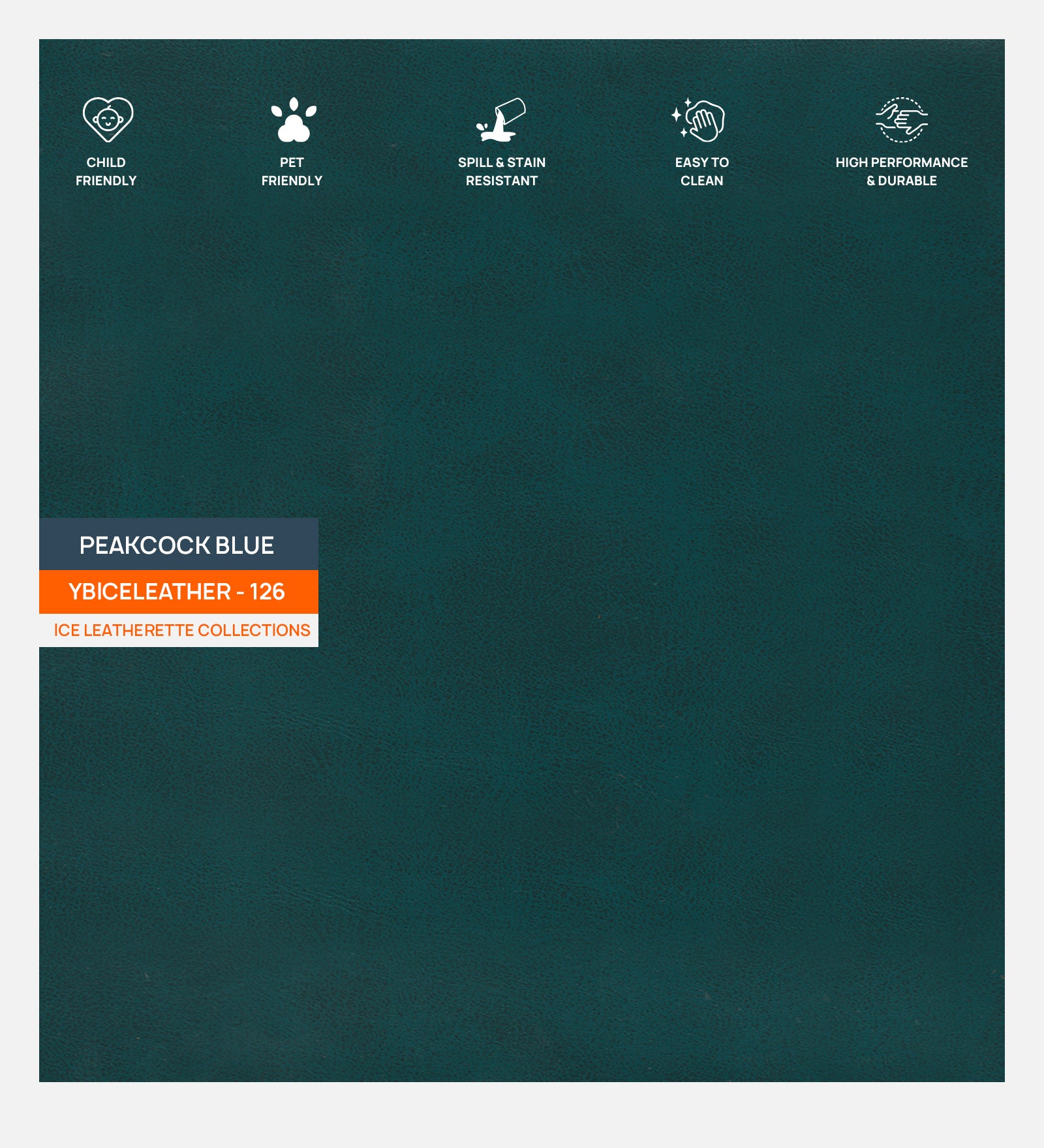 Artificial Leather Swatch Peakcock Blue 126 Code - Febonic Living