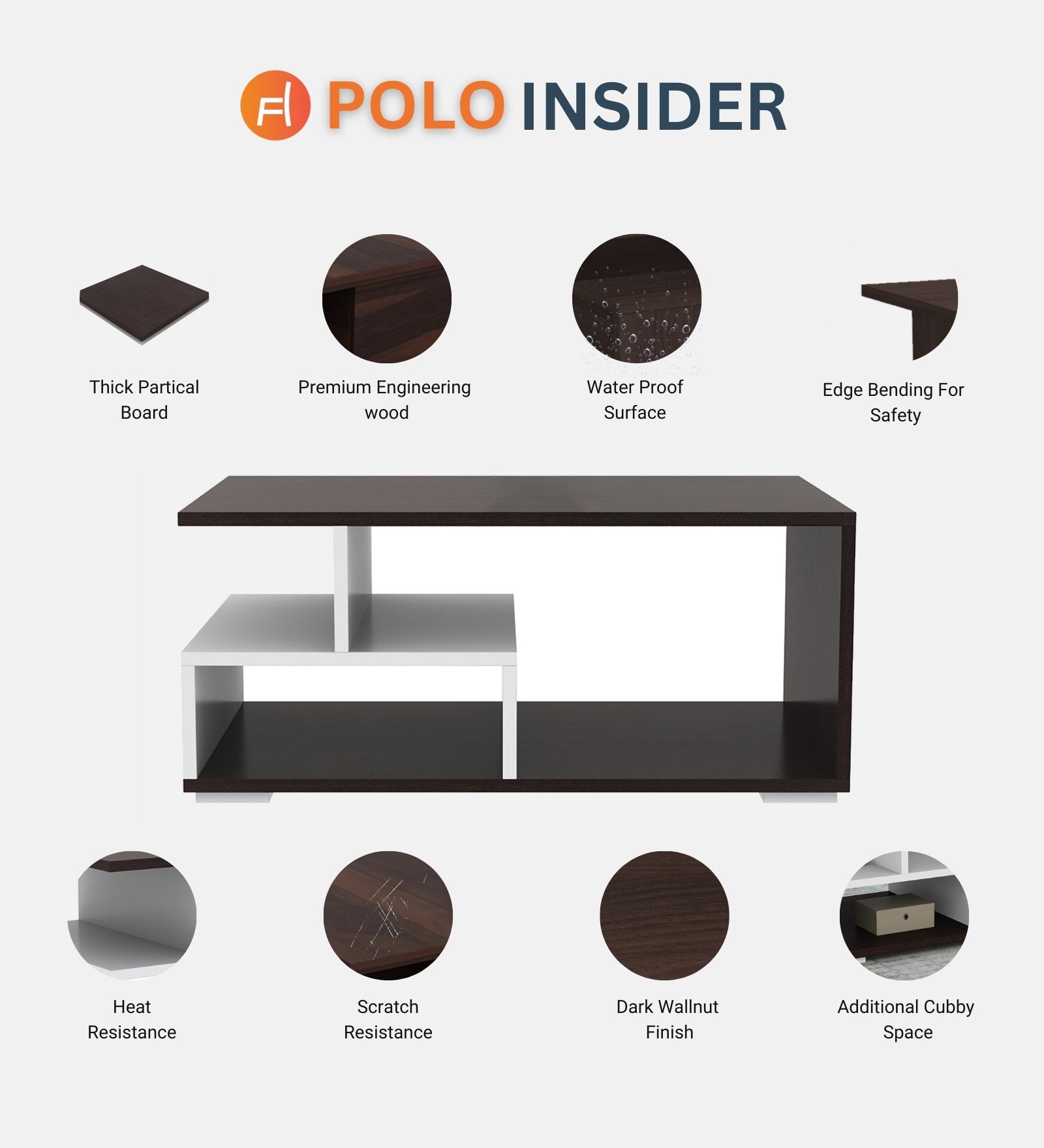 Clove Coffee Table In Oral Walnut & Frosty White Finish - Febonic Living