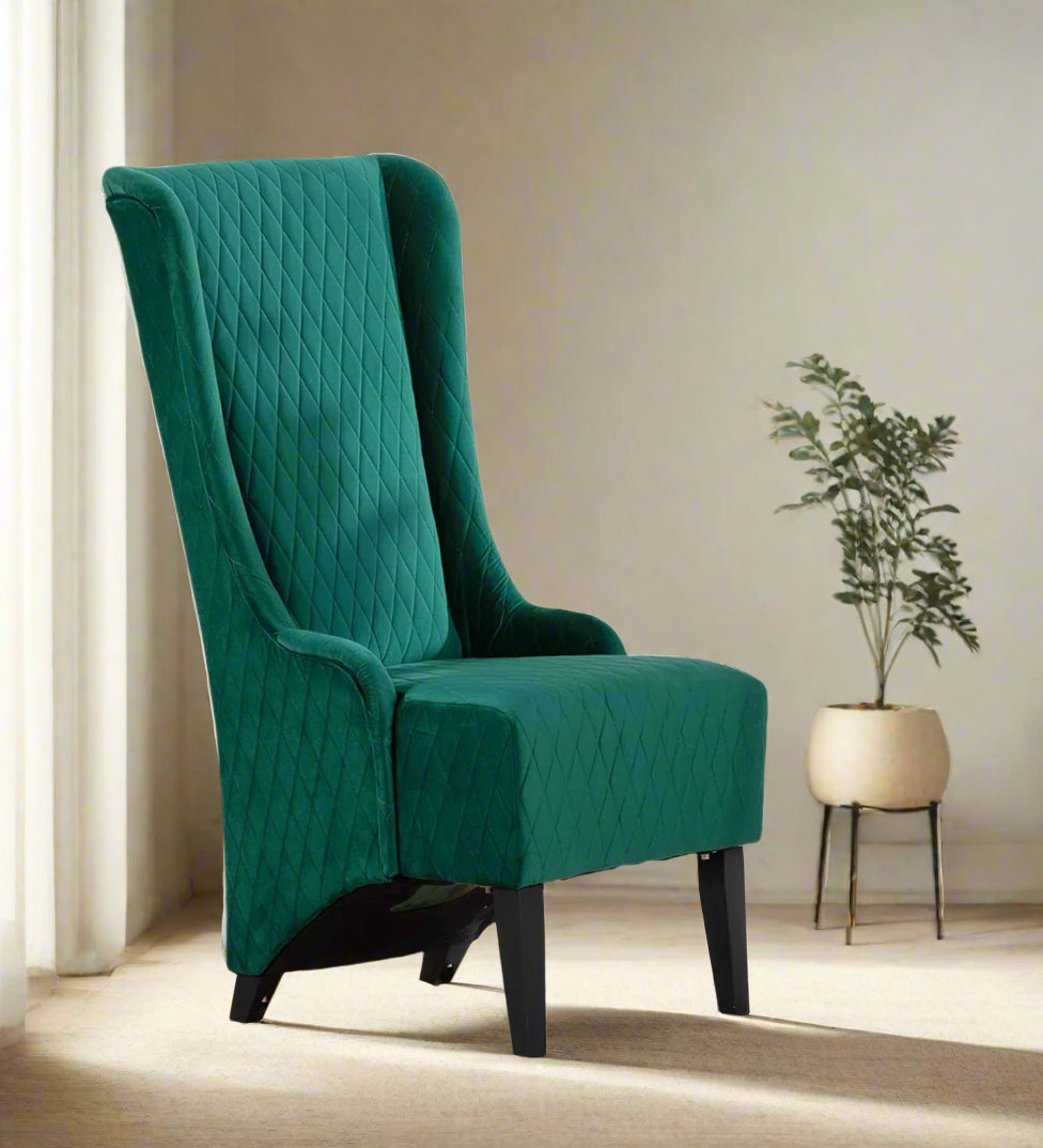Devon Quilted Accent Chair in Teal Green Colour