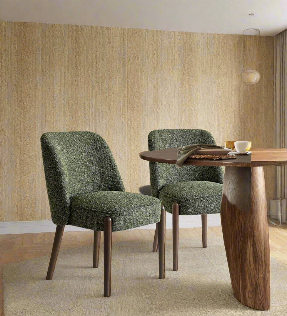 Supra Fabric Dining Chair In Green Colour (Set of 2)