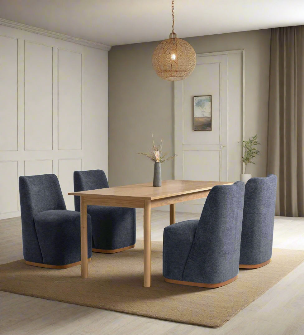 Borik Fabric Dining Chair In Blue Colour (Set of 4)