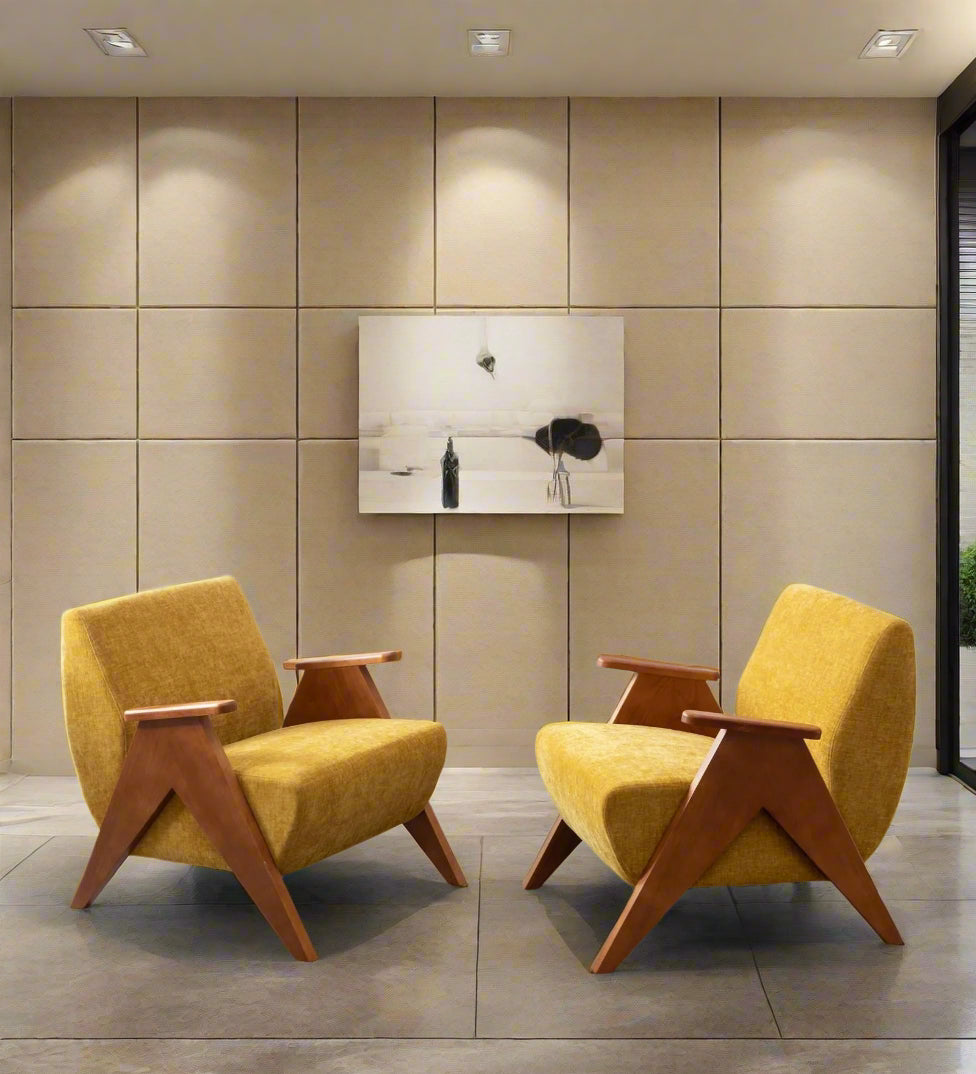 Stow Fabric Arm Chair In Bold Yellow Colour (Set Of 2)