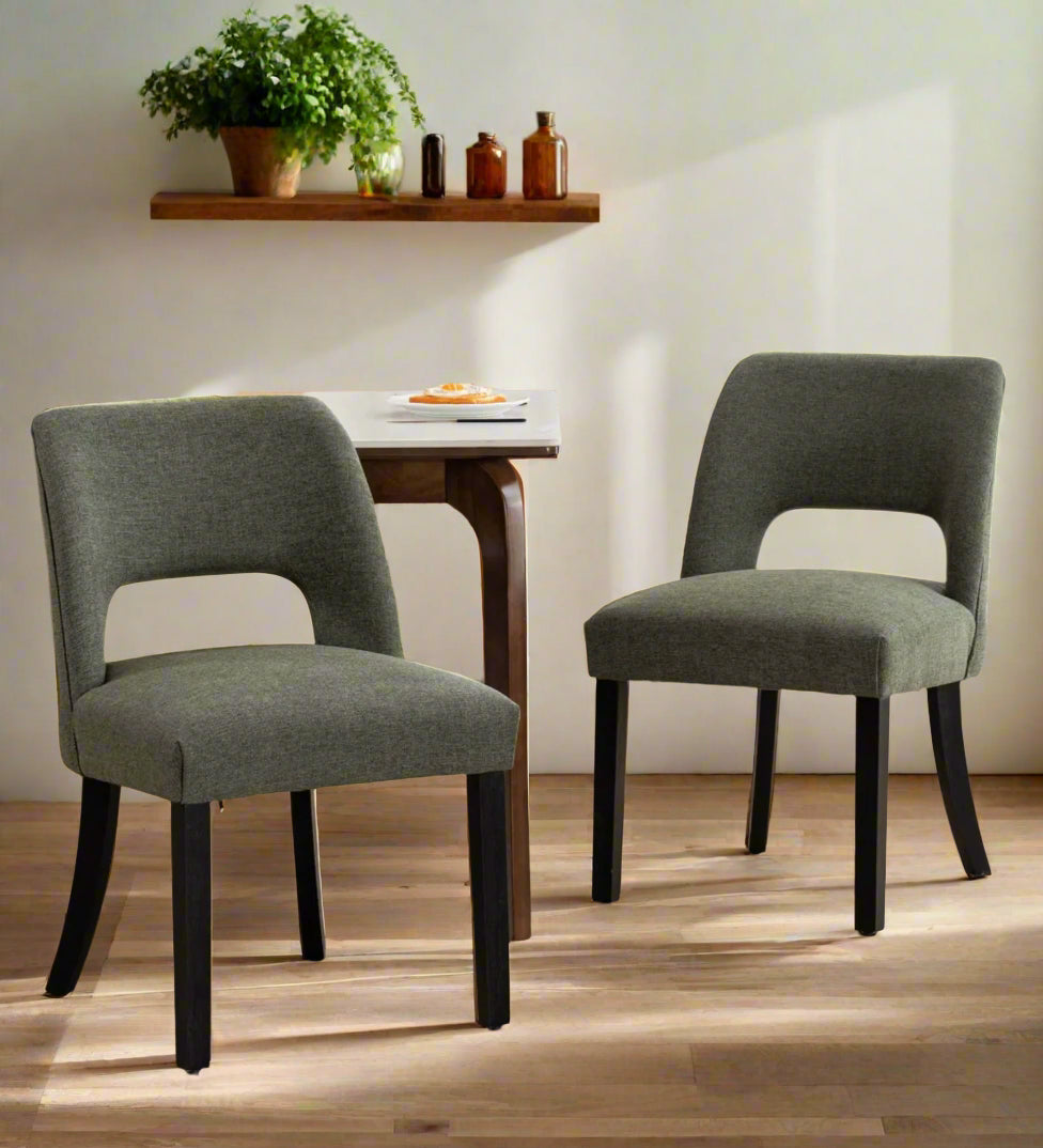 Vamira Fabric Dining Chair In Olive Green Colour (Set of 2)