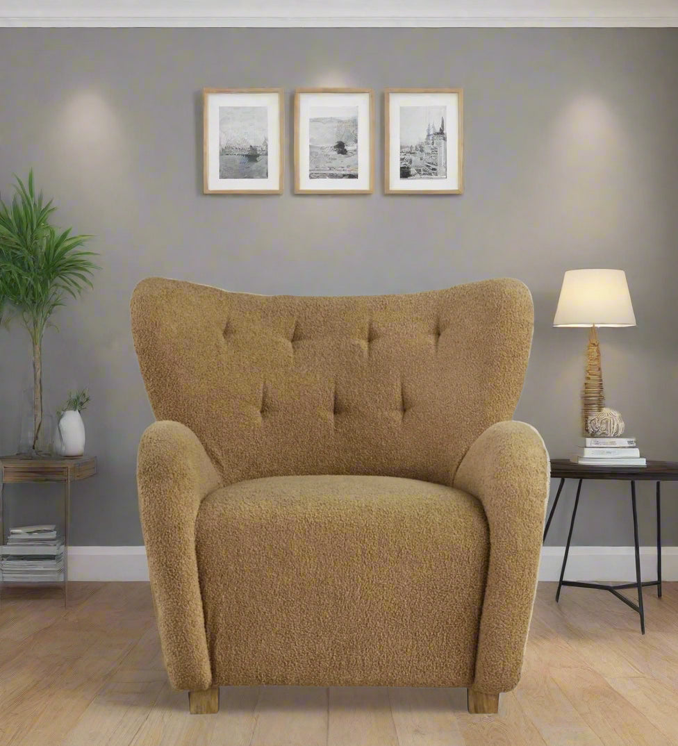 Lineo Boucle Arm Chair In Daisy Yellow Colour