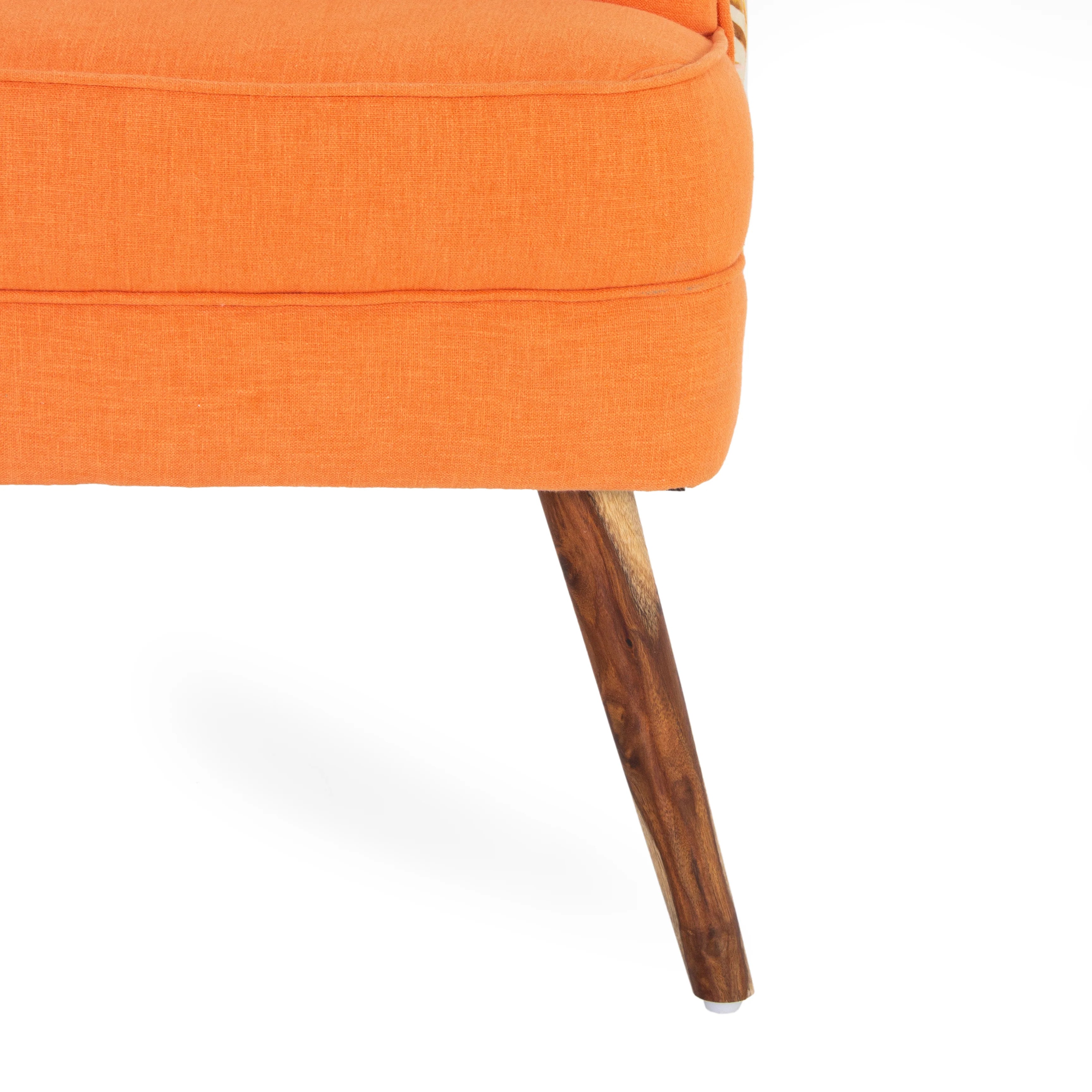 Roch Printed Fabric Arm Chair In Vivid Orange Colour (Set Of 2) - Febonic Living