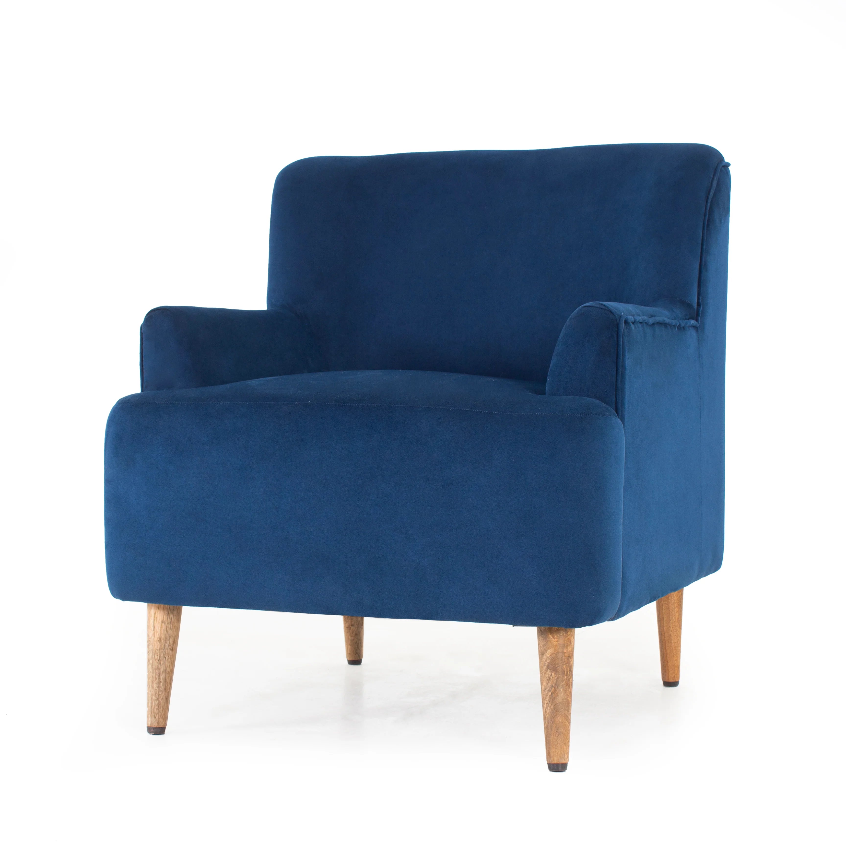 Ponny Velvet Arm Chair In Imperial Blue Colour - Febonic Living