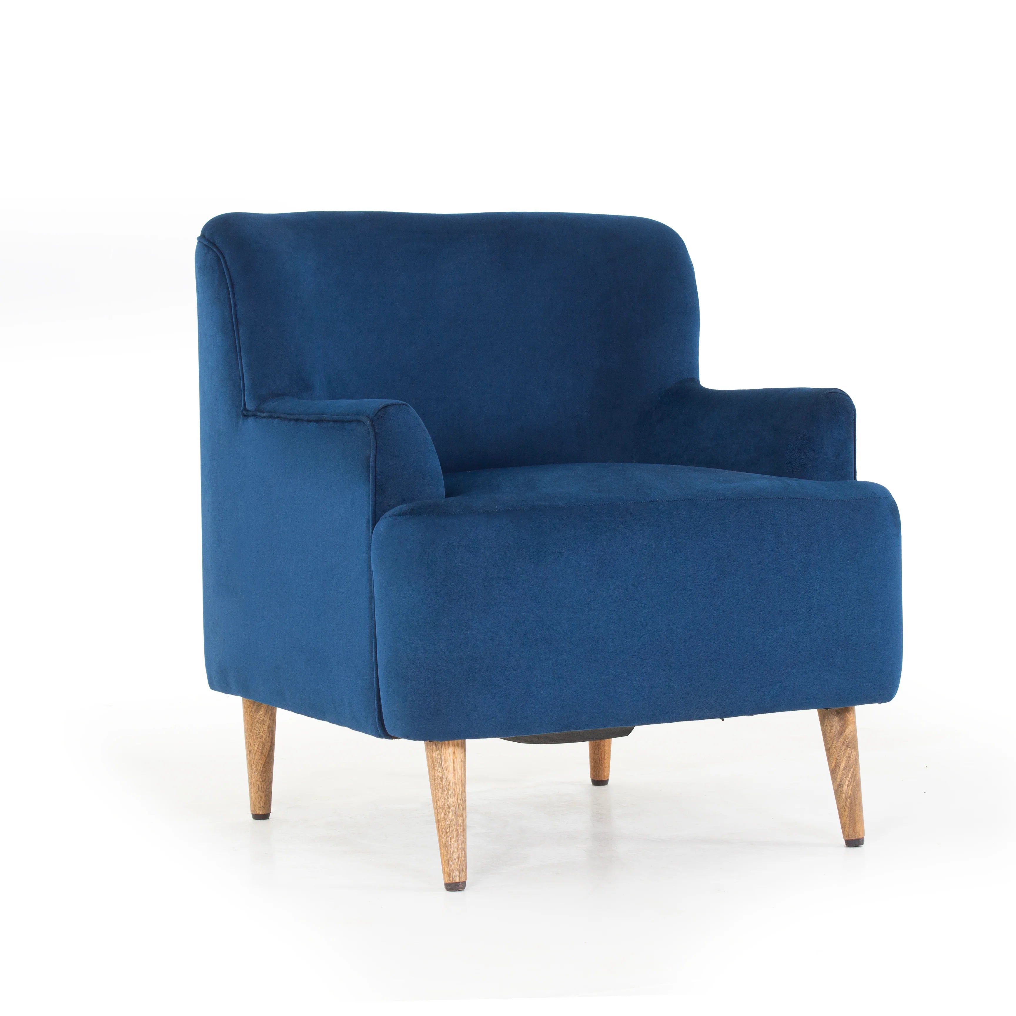 Ponny Velvet Arm Chair In Imperial Blue Colour - Febonic Living