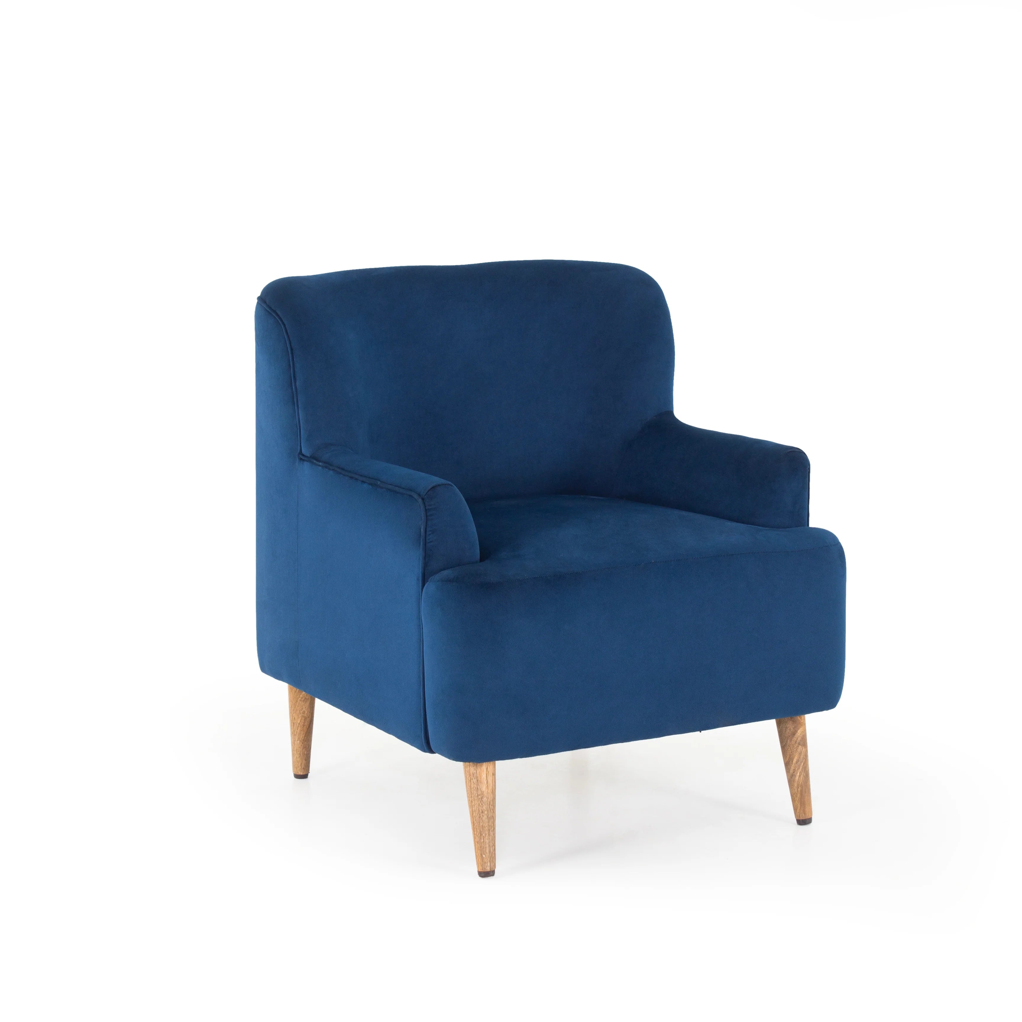 Ponny Velvet Arm Chair In Imperial Blue Colour - Febonic Living