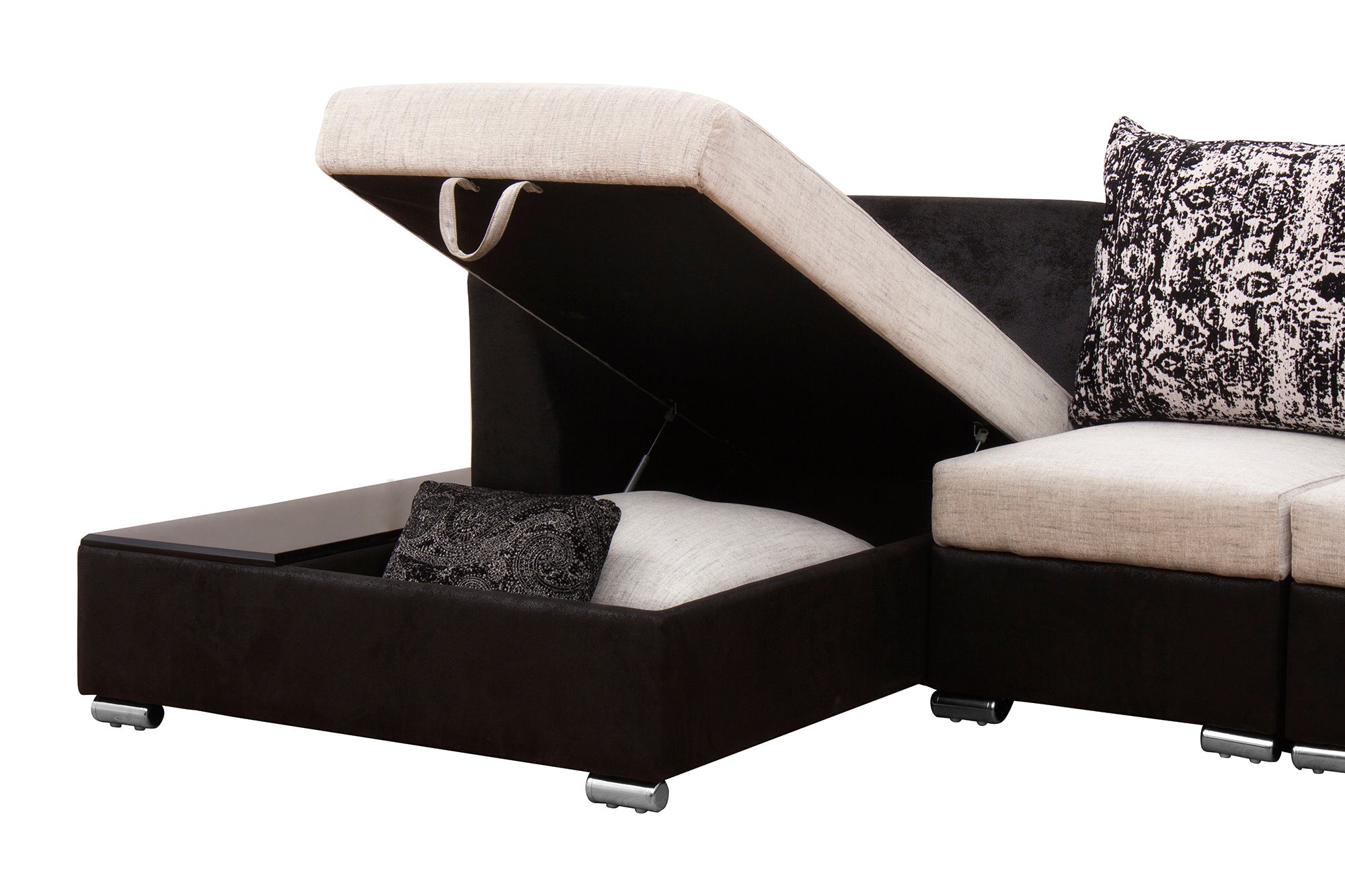 Mabel Fabric 8 Seater LHS Corner Sofa In Ivory Cream Colour - Febonic Living