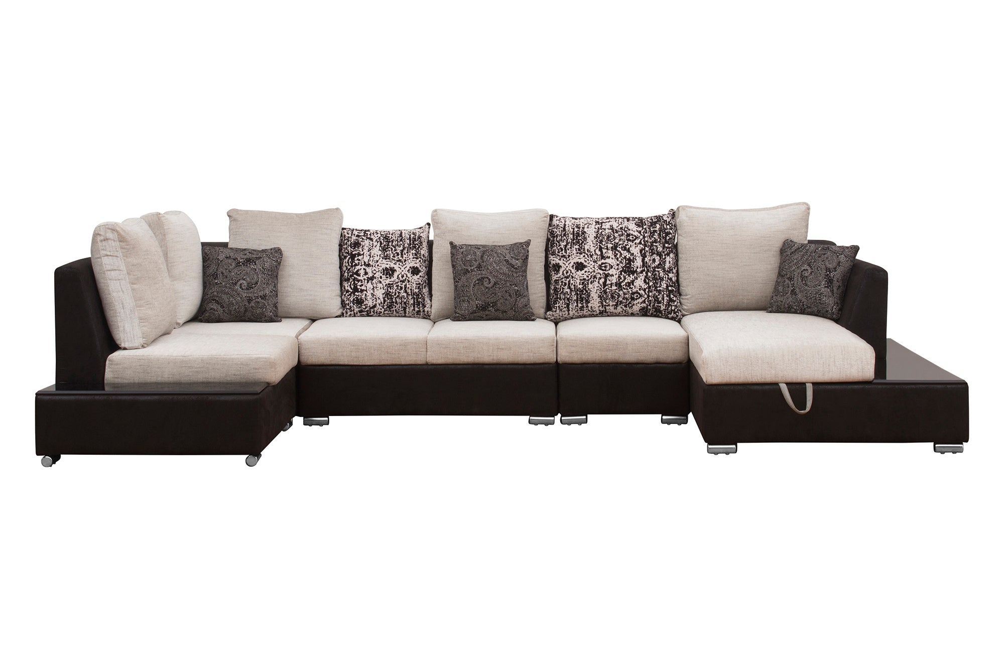 Mabel Fabric 8 Seater RHS Corner Sofa In Ivory Cream Colour - Febonic Living