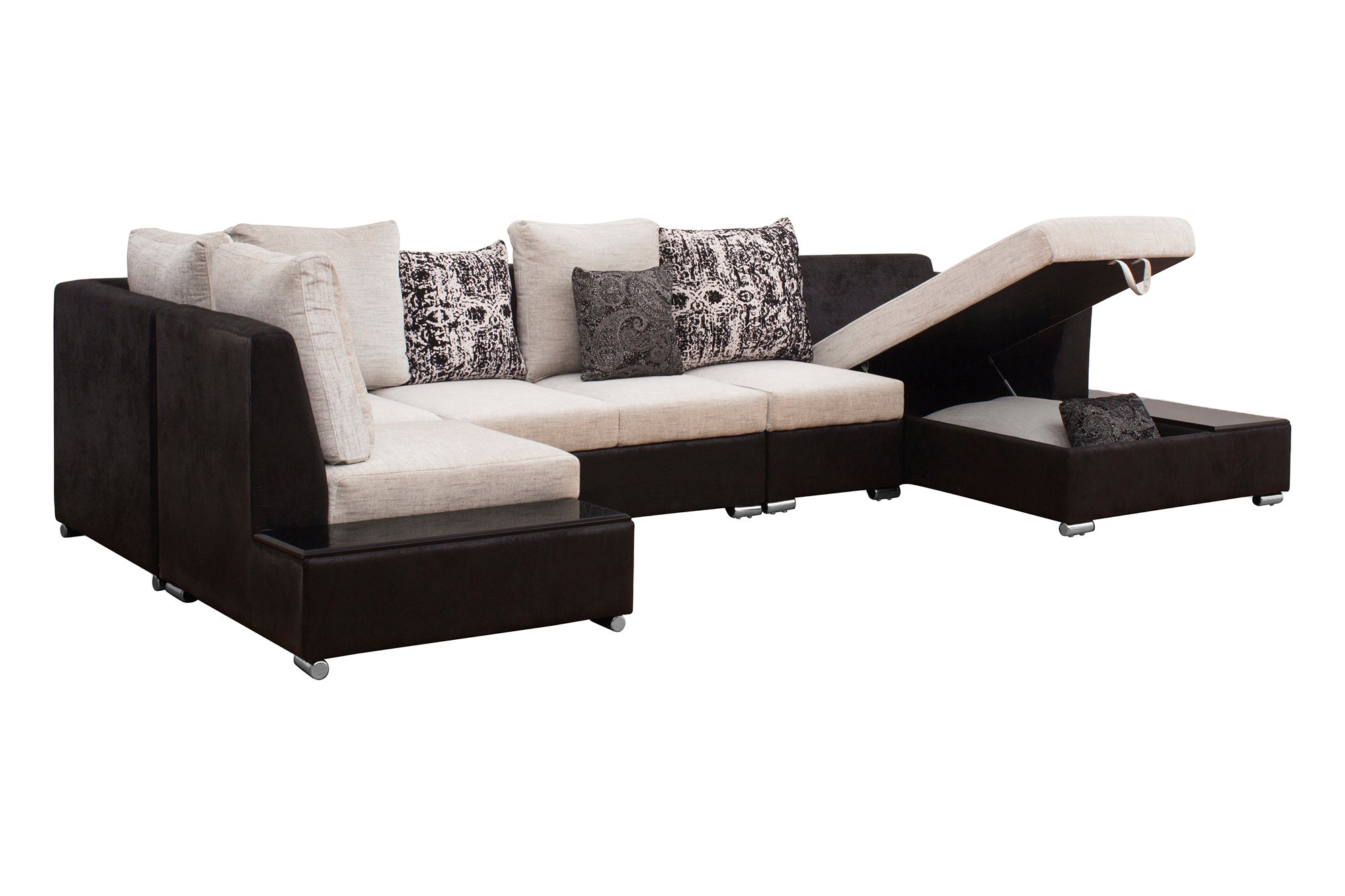 Mabel Fabric 8 Seater RHS Corner Sofa In Ivory Cream Colour - Febonic Living