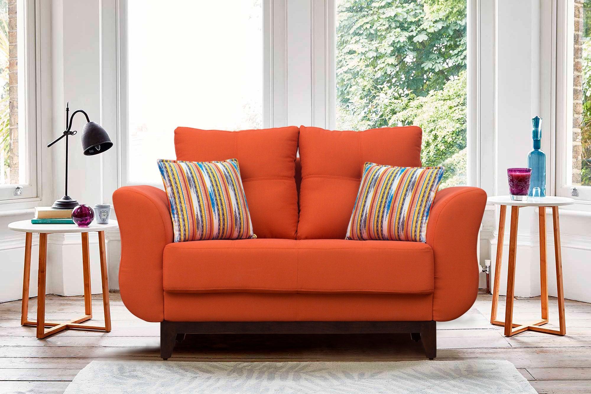 Bola Fabric 2 Seater Sofa In Dark Colour Colour - Febonic Living