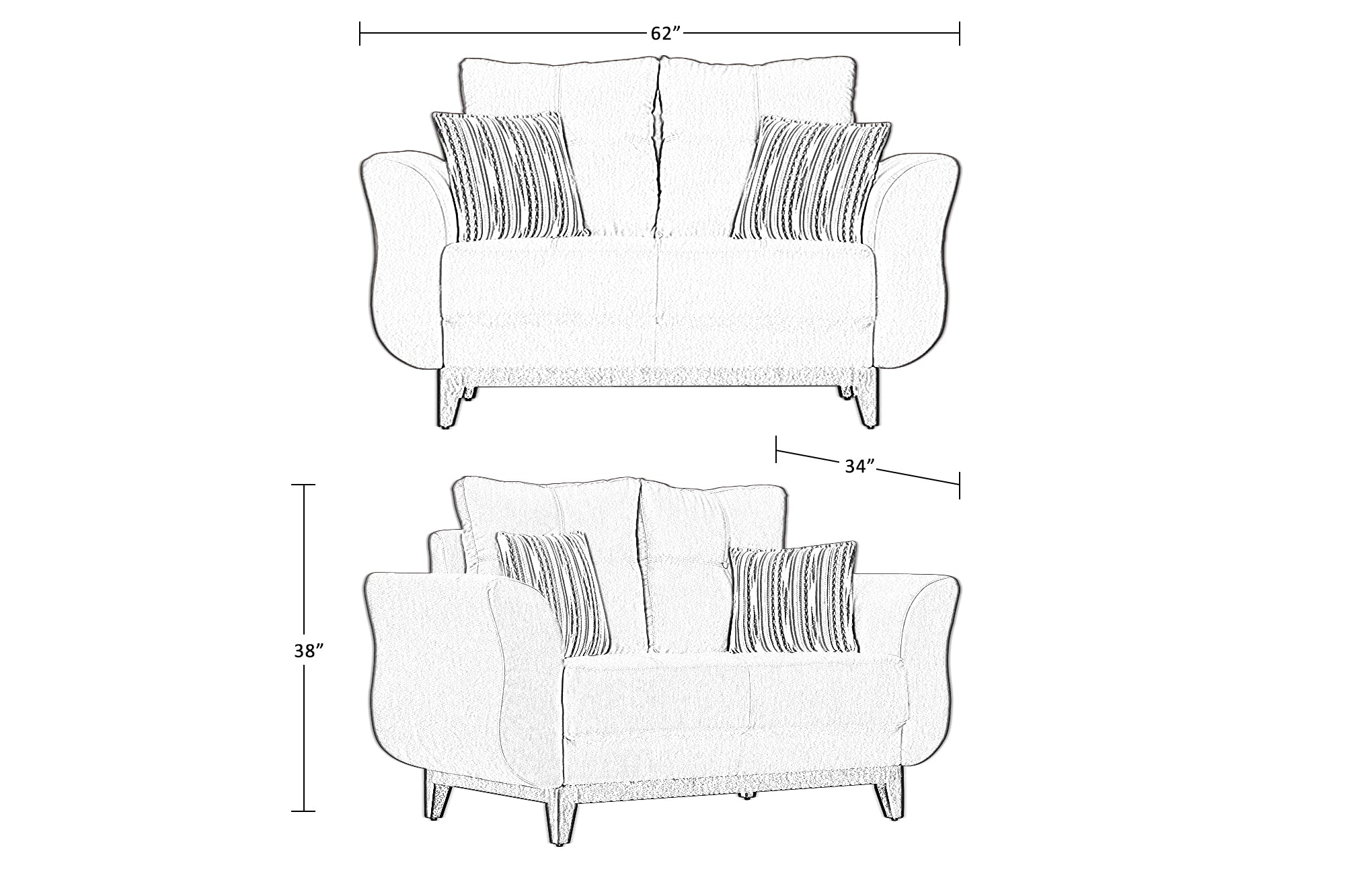 Bola Fabric 2 Seater Sofa In Dark Colour Colour - Febonic Living