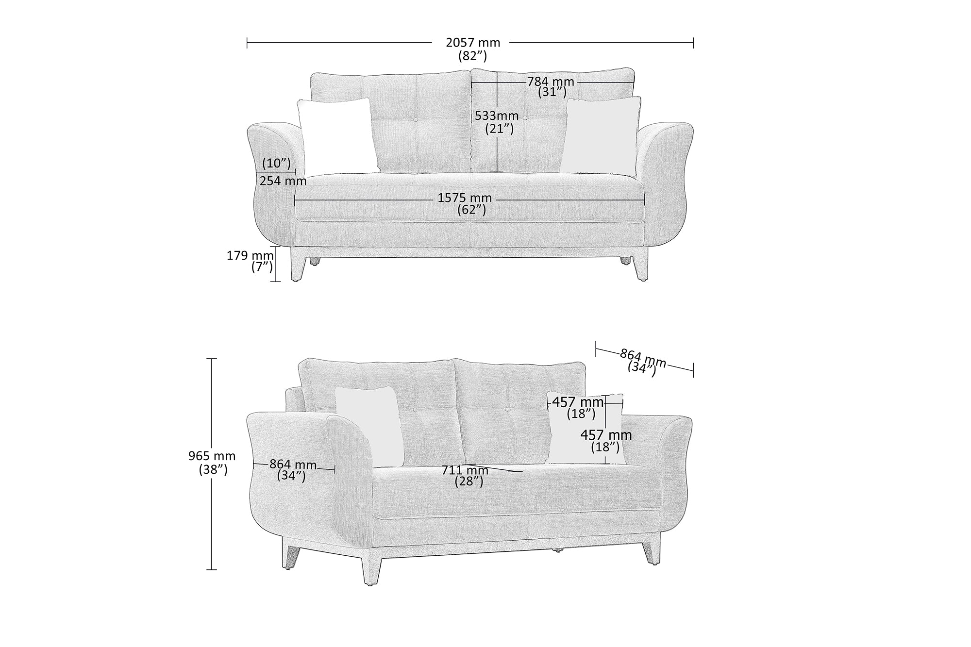 Bola Fabric 3 Seater Sofa In Caspa Brown Colour
