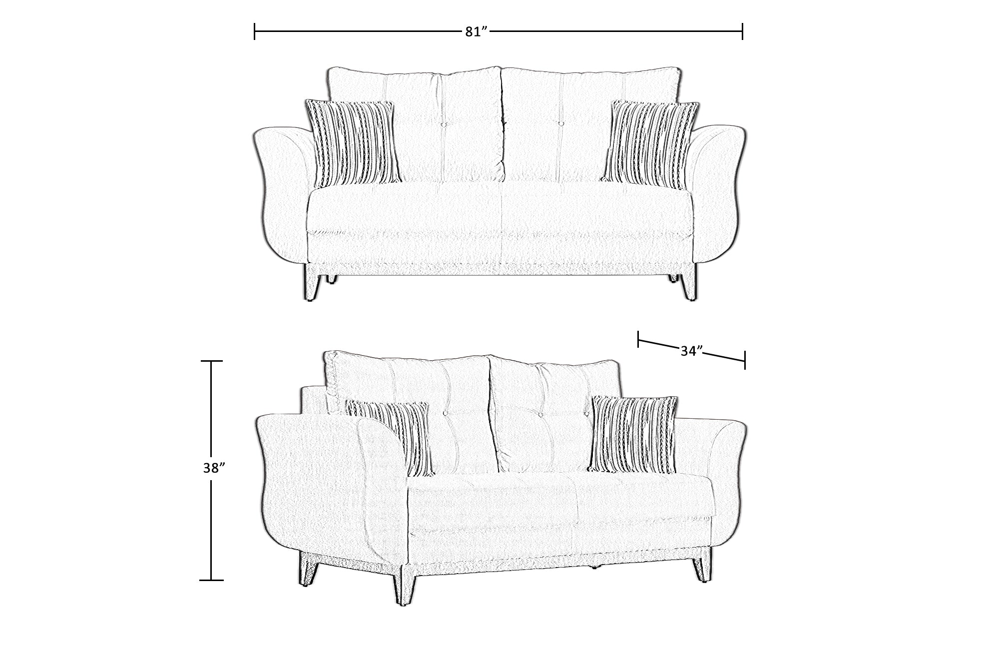 Bola Fabric 3 Seater Sofa In Dark Orange Colour