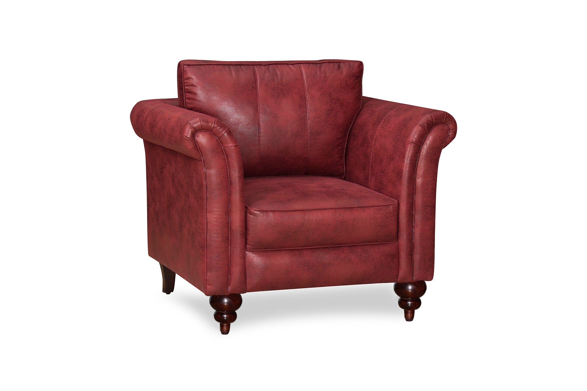 Fardy Leatherette 1 Seater Sofa In Gina Red Colour - Febonic Living