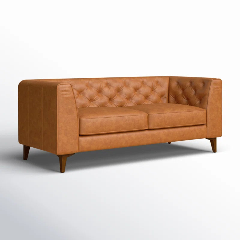Fappy Leatherette 2 Seater Sofa In Cinnamon Brown Colour - Febonic Living