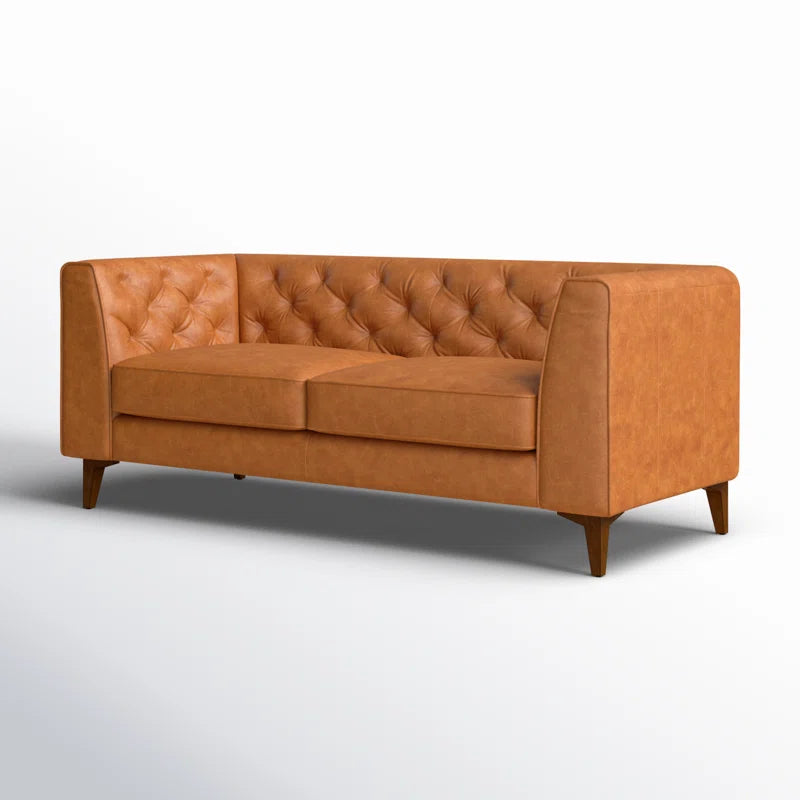 Fappy Leatherette 2 Seater Sofa In Cinnamon Brown Colour - Febonic Living