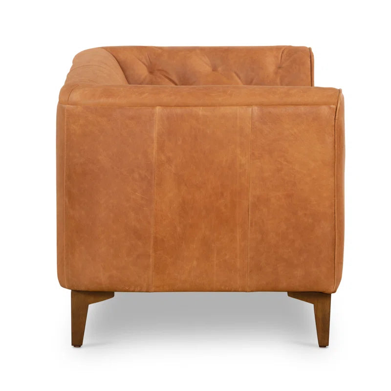Fappy Leatherette 2 Seater Sofa In Cinnamon Brown Colour - Febonic Living