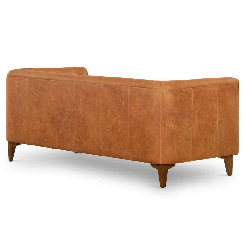 Fappy Leatherette 2 Seater Sofa In Cinnamon Brown Colour - Febonic Living