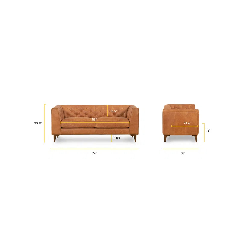 Fappy Leatherette 2 Seater Sofa In Cinnamon Brown Colour - Febonic Living