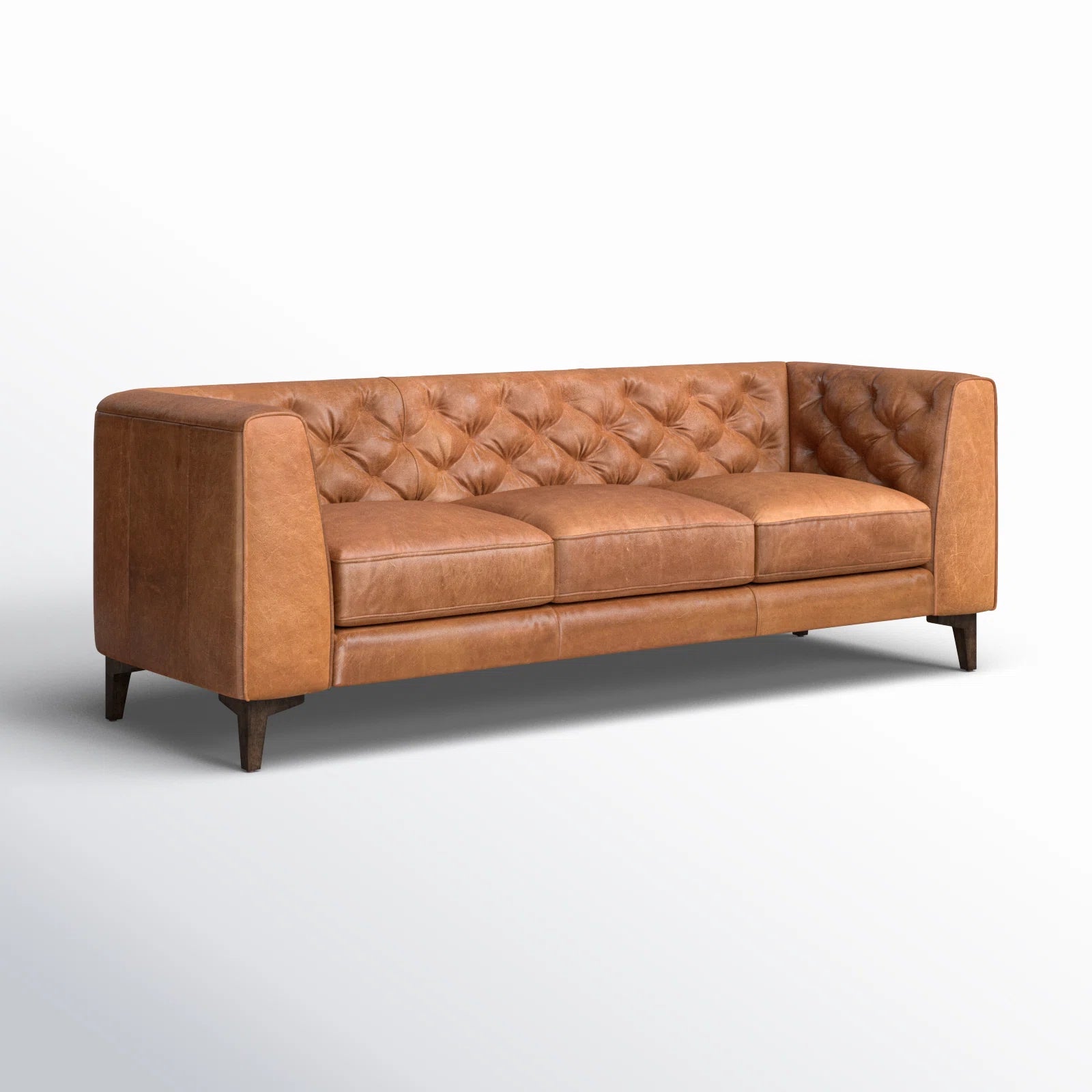 Fappy Leatherette 3 Seater Sofa In Cinnamon Brown Colour - Febonic Living
