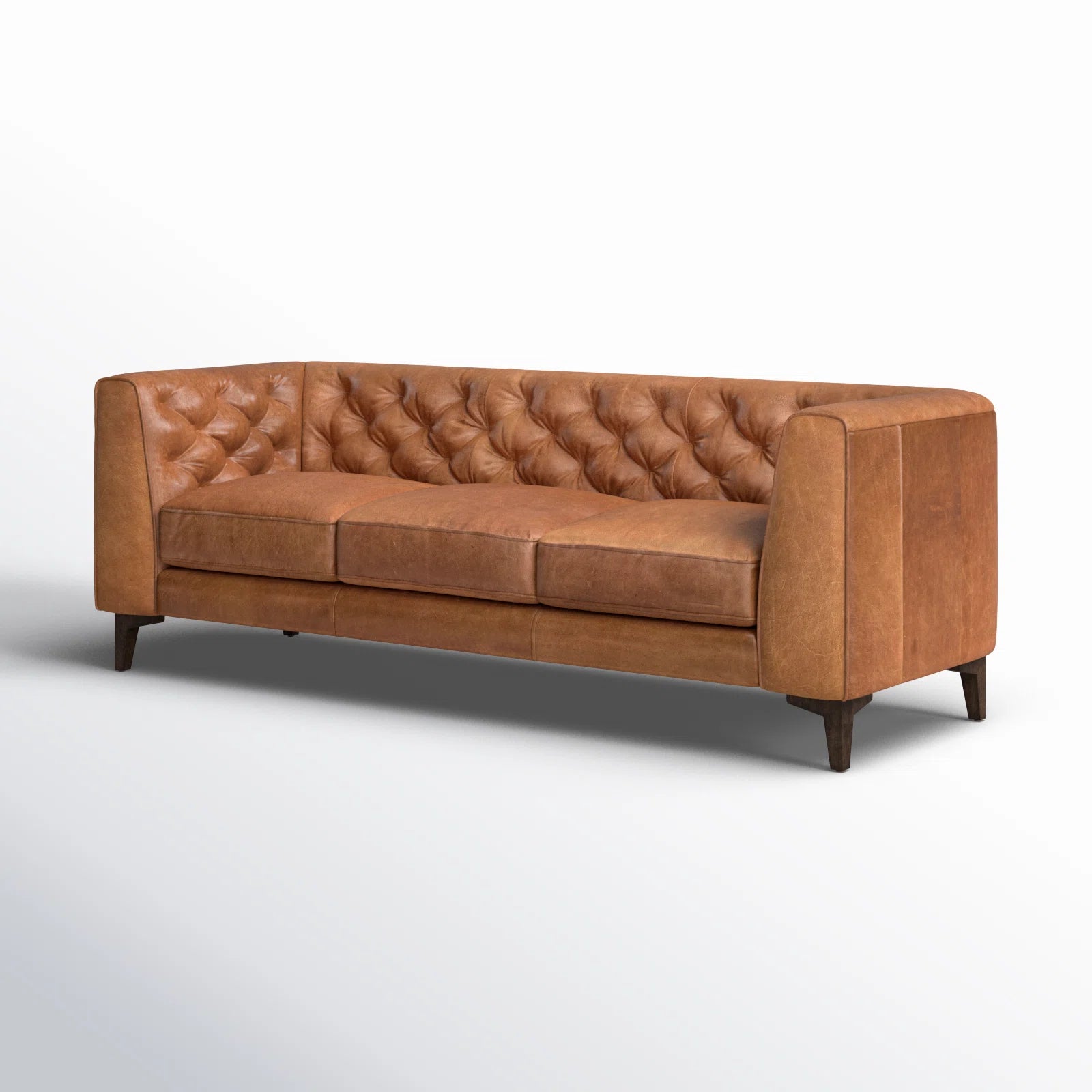 Fappy Leatherette 3 Seater Sofa In Cinnamon Brown Colour - Febonic Living