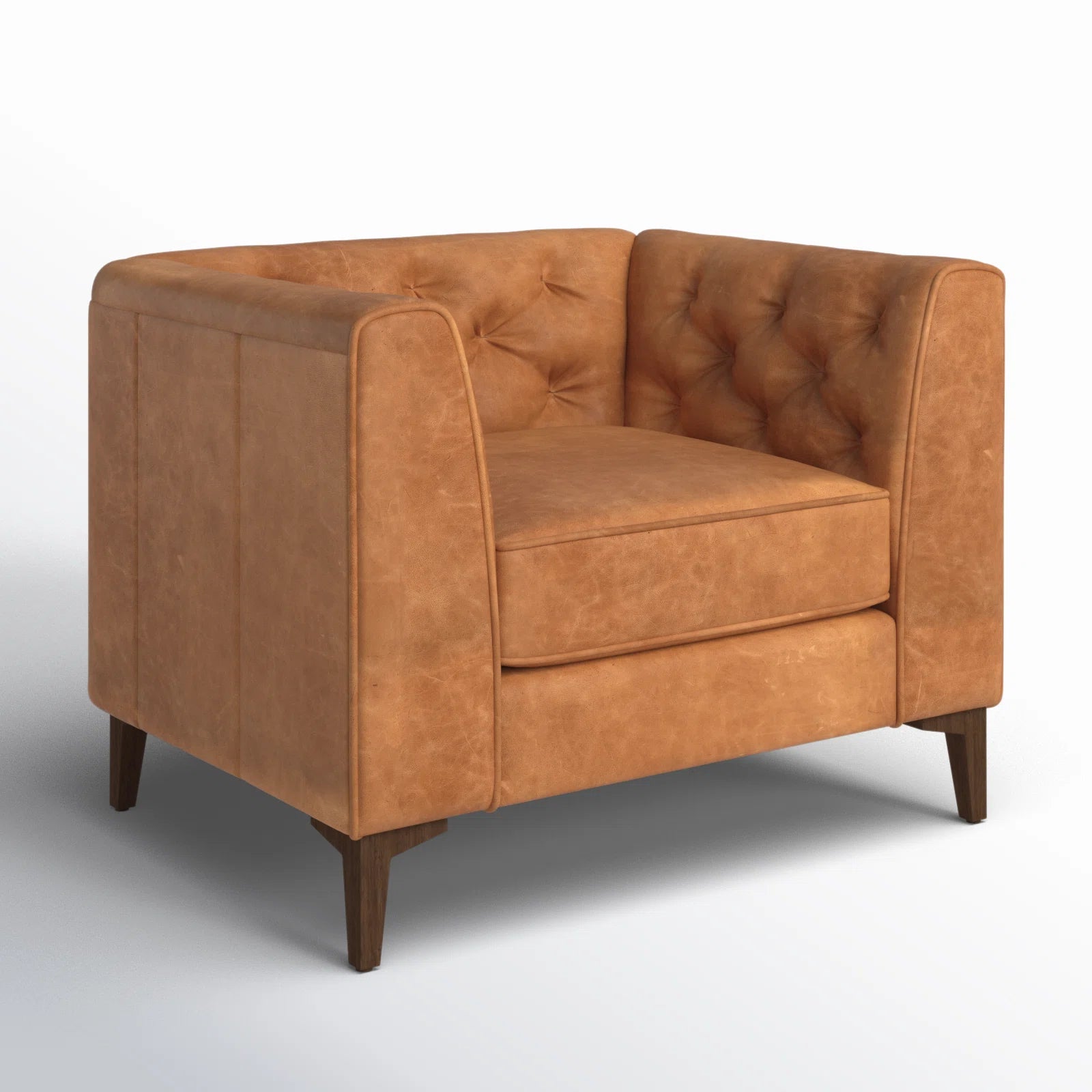 Fappy Leatherette 1 Seater Sofa In Cinnamon Brown Colour - Febonic Living